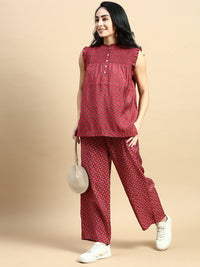 Tunic Top All Over Print-Wine - De Moza