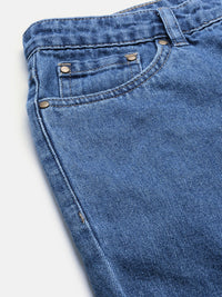 Jeans Pant Wide Leg-Mid Blue - De Moza