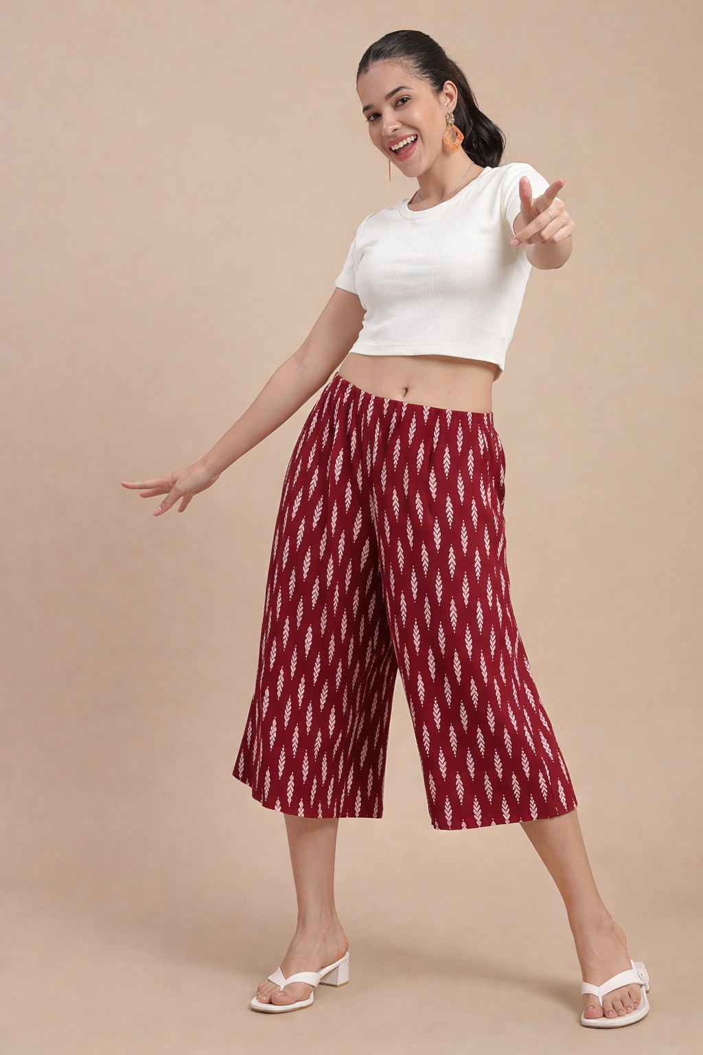 De Moza Women Casual Culottes Maroon - De Moza