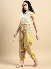 Harem Pant All Over Print-Mustard - De Moza