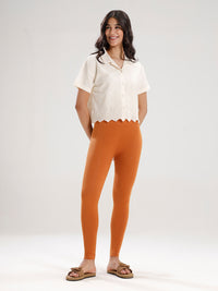 Ankle Length Leggings Cotton-Light Rust - De Moza