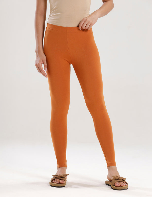 Ankle Length Leggings Cotton-Light Rust - De Moza
