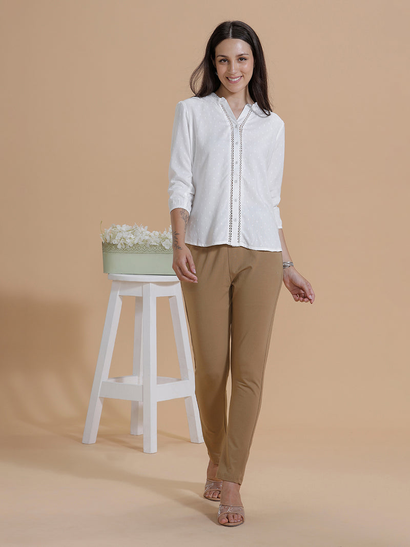 Women's Needle Pants Golden Beige