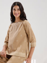 Tunic Top-Golden Beige - De Moza