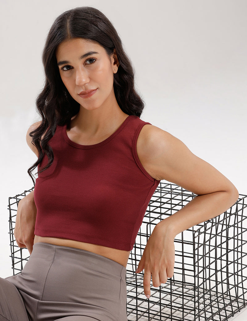 Crop Top-Burgundy