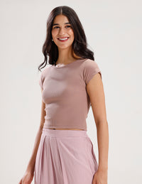 Kimono Sleeve Top-Tan