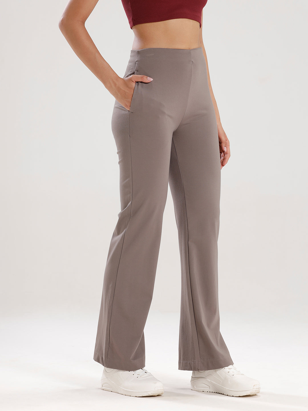 Fit & Flare Pant-Taupe - De Moza