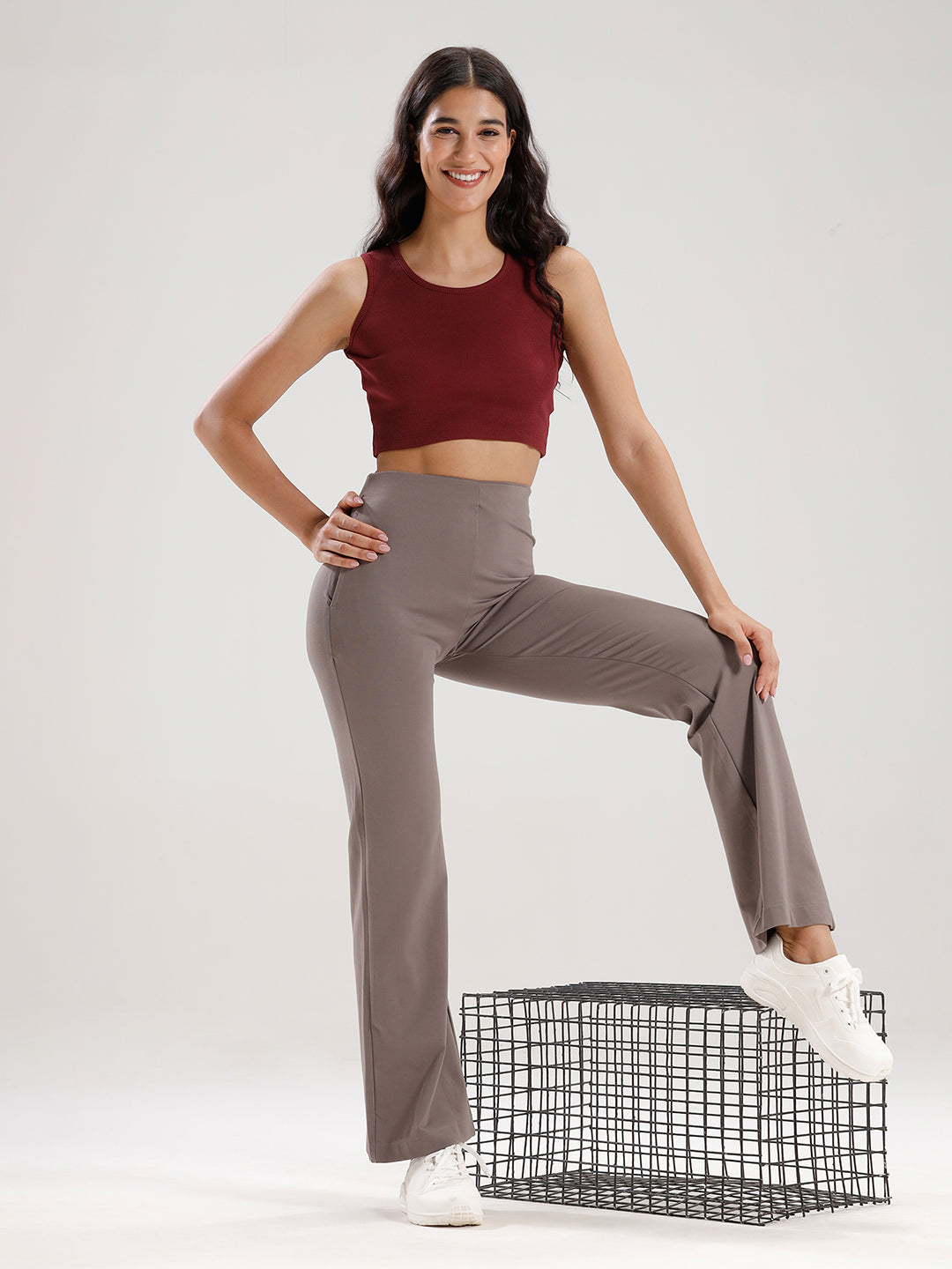 Fit & Flare Pant-Taupe - De Moza