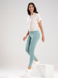 Ankle Length Leggings Viscose-Aqua Green - De Moza