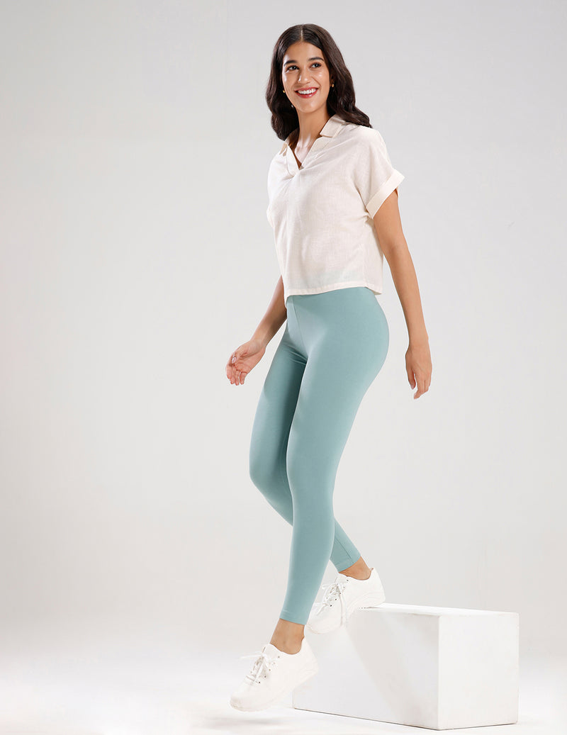 Ankle Length Leggings Viscose-Aqua Green