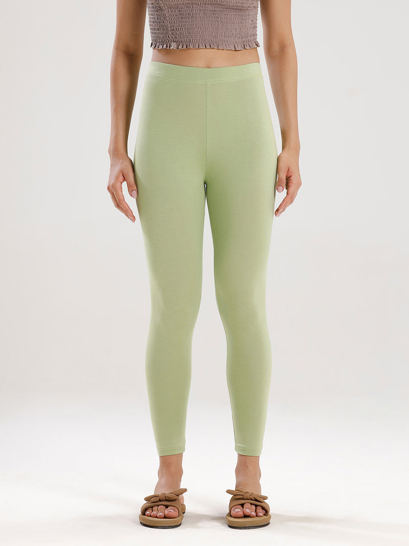 Ankle Length Leggings Viscose-Macha Green - De Moza