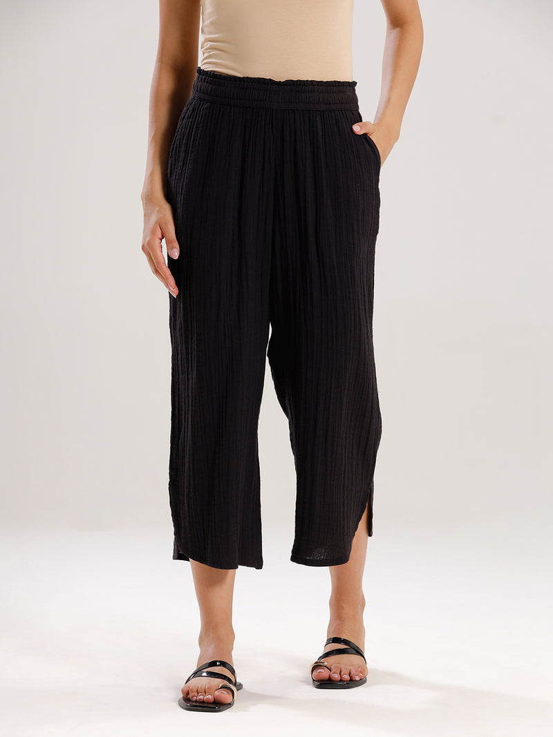 Crop Palazzo-Black - De Moza