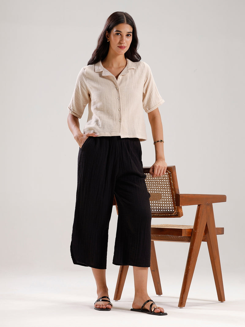 Crop Palazzo-Black - De Moza