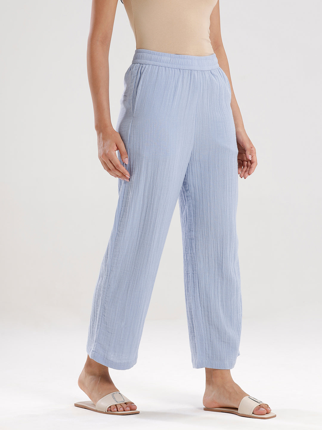 Wide Leg Palazzo-Powder Blue - De Moza