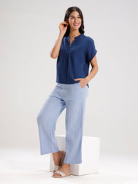 Wide Leg Palazzo-Powder Blue - De Moza