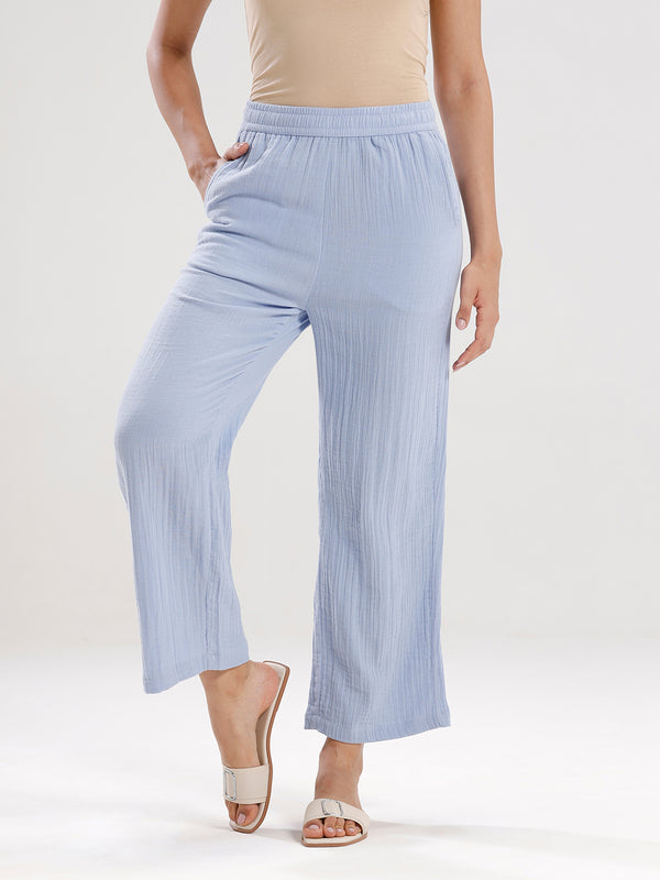 Wide Leg Palazzo-Powder Blue - De Moza