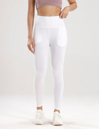 Ankle Length High Waist Leggings-White