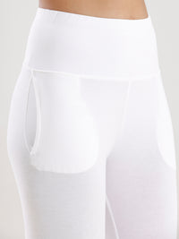 Ankle Length High Waist Leggings-White - De Moza