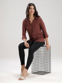 Ankle Length High Waist Leggings-Black - De Moza
