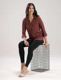 Ankle Length High Waist Leggings-Black