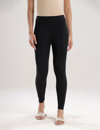 Ankle Length High Waist Leggings-Black