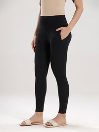 Ankle Length High Waist Leggings-Black - De Moza