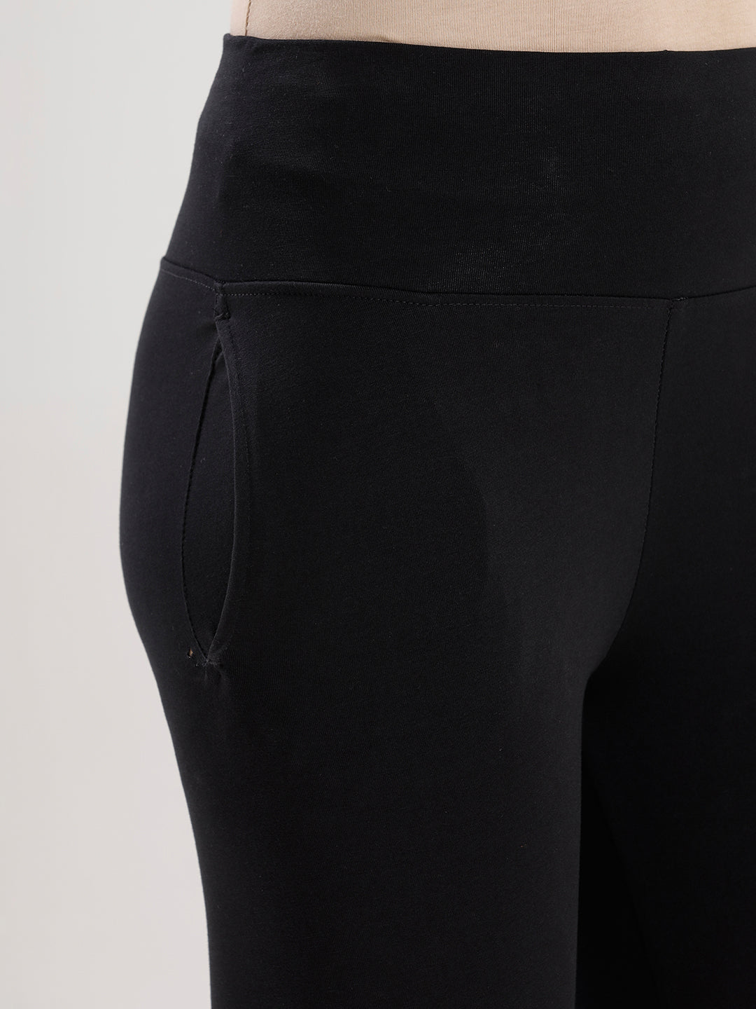 Ankle Length High Waist Leggings-Black - De Moza