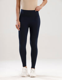Ankle Length High Waist Leggings-Dark Navy Blue