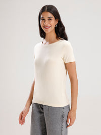 T-Shirt Regular Sleeve-Ecru - De Moza