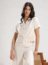 Crop Shirt-Offwhite - De Moza