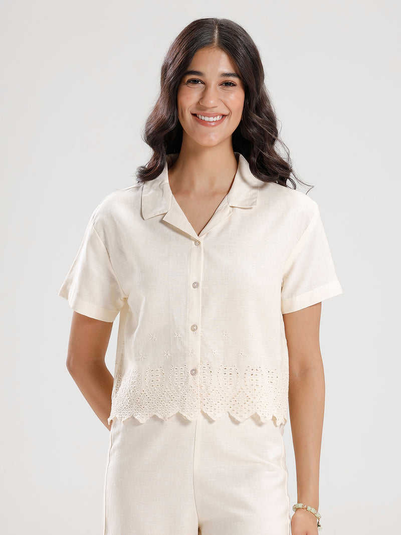Crop Shirt-Offwhite - De Moza
