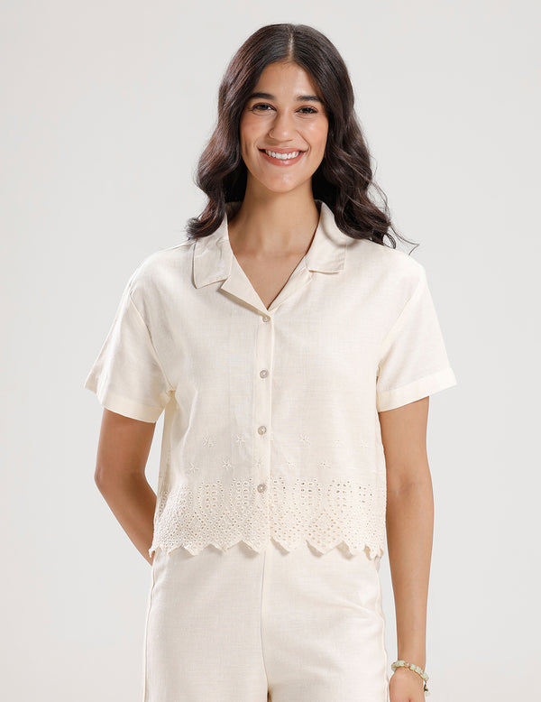 Crop Shirt-Offwhite - De Moza