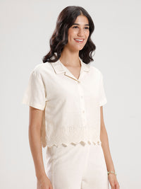 Crop Shirt-Offwhite - De Moza