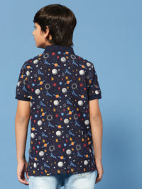 PIPIN Boys Printed T-Shirt Dark Blue