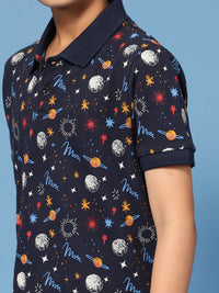 PIPIN Boys Printed T-Shirt Dark Blue