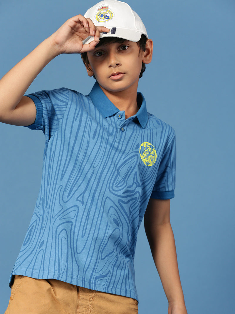 PIPIN Boys Solid T-Shirt Blue