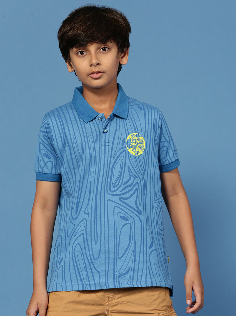 PIPIN Boys Solid T-Shirt Blue