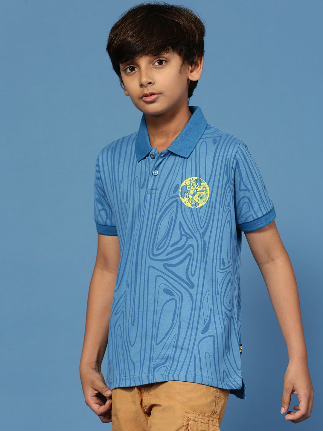 PIPIN Boys Solid T-Shirt Blue