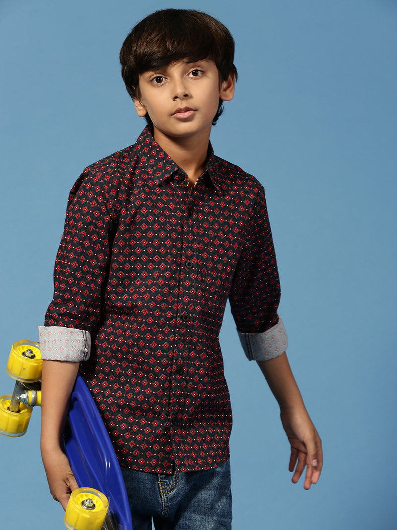 PIPIN Boys Printed Shirt Black