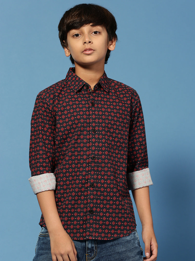 PIPIN Boys Printed Shirt Black