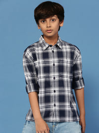 PIPIN Boys Printed Shirt Navy Blue