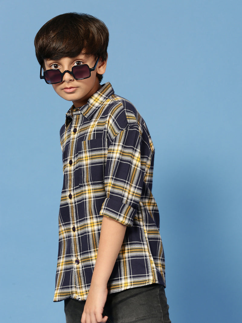 PIPIN Boys Printed Shirt Navy Blue