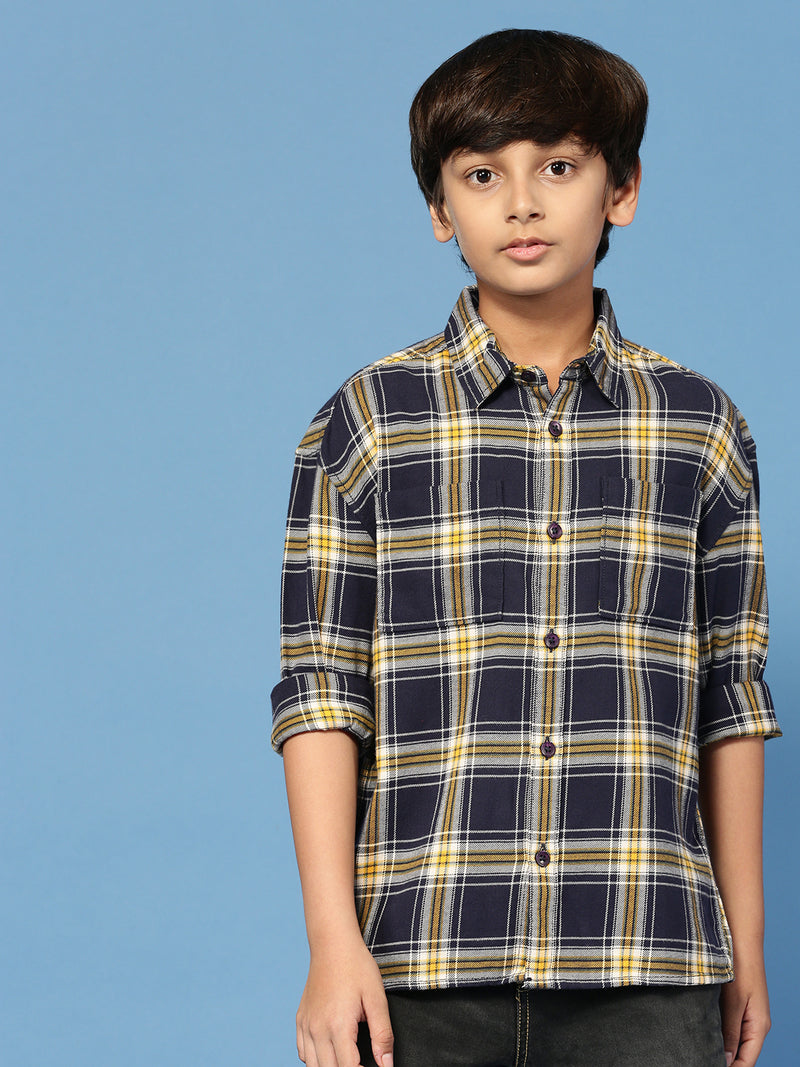 PIPIN Boys Printed Shirt Navy Blue