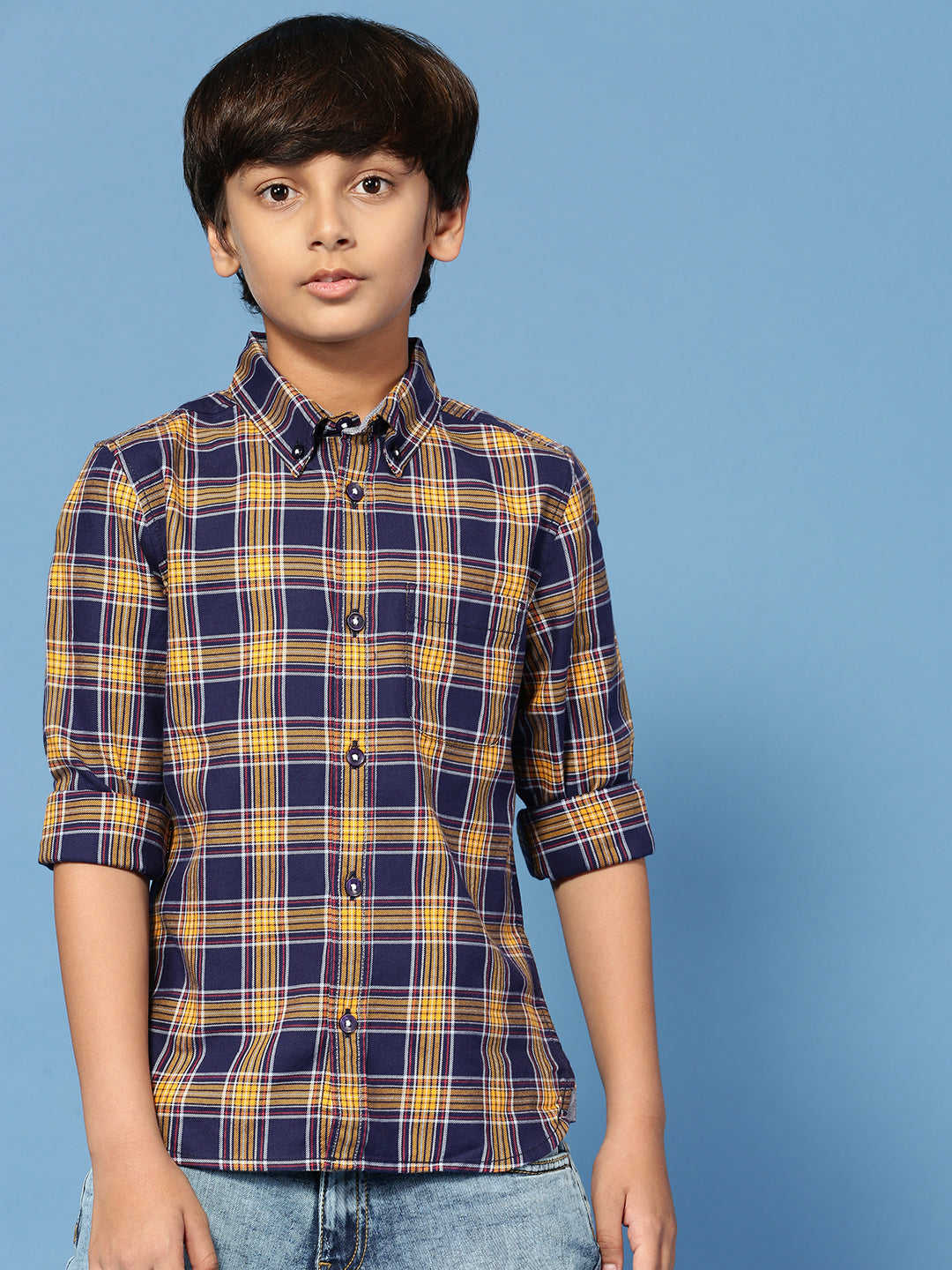 PIPIN Boys Printed Shirt Mustard Yellow