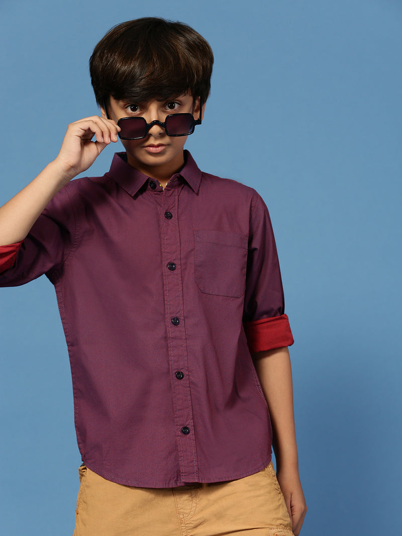 PIPIN Boys Solid Shirt Violet