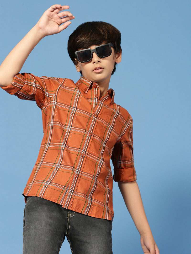 PIPIN Boys Printed Shirt Orange