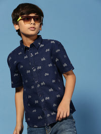 PIPIN Boys Printed Shirt Blue