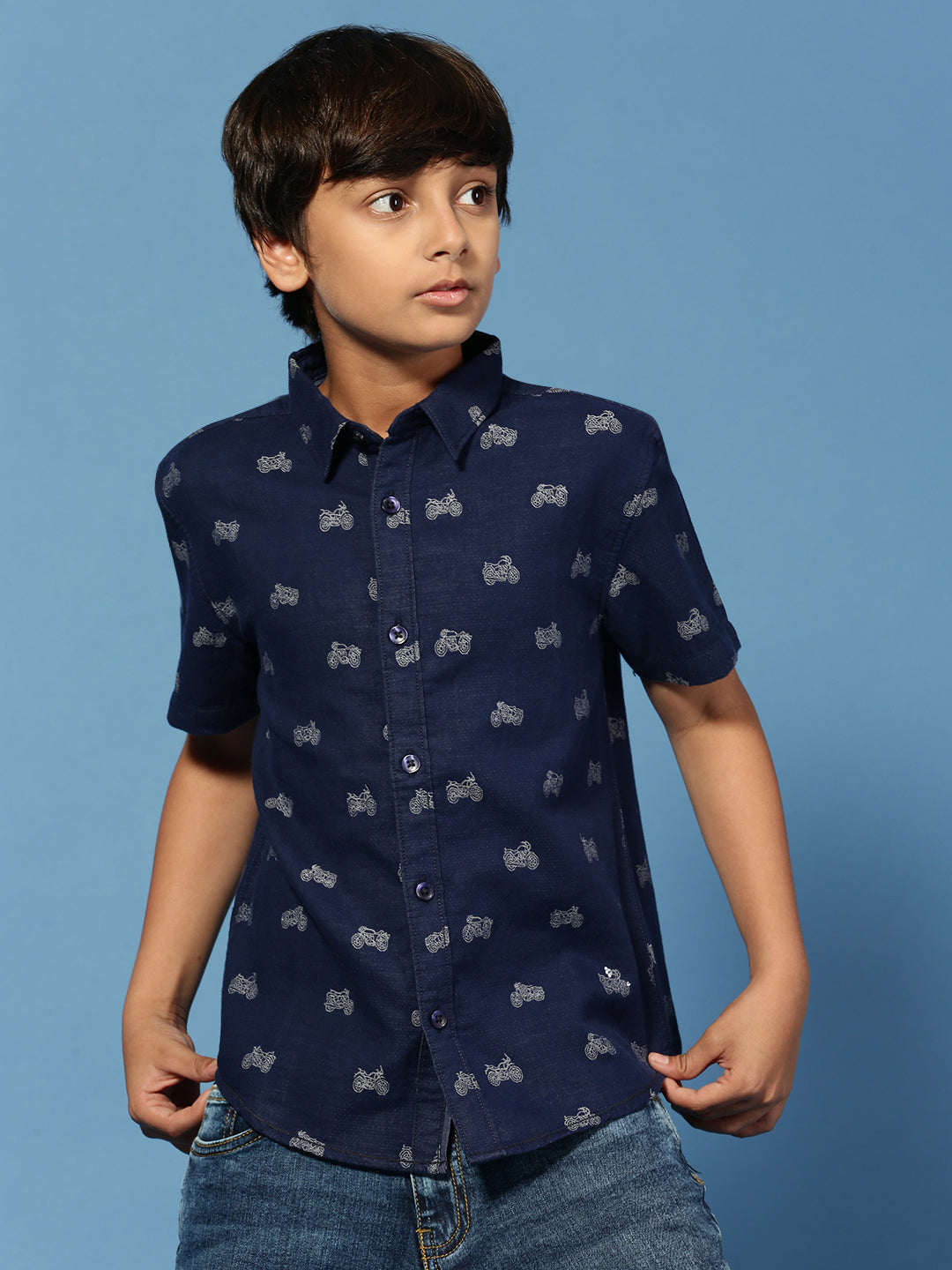 PIPIN Boys Printed Shirt Blue