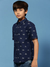 PIPIN Boys Printed Shirt Blue