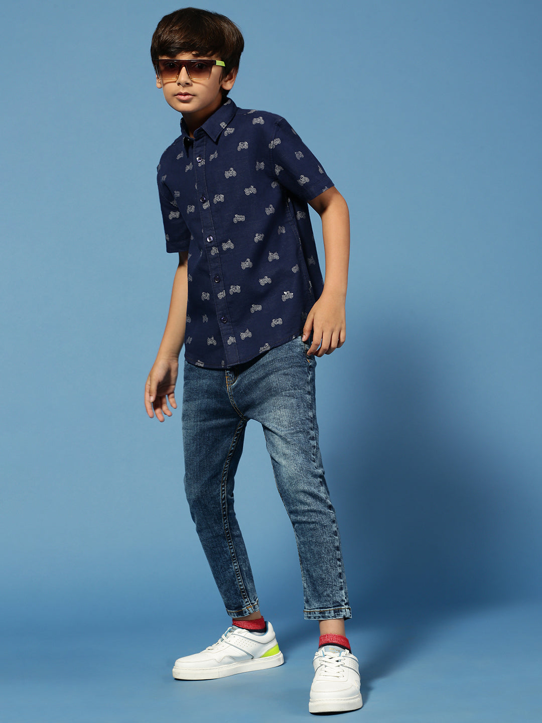 PIPIN Boys Printed Shirt Blue